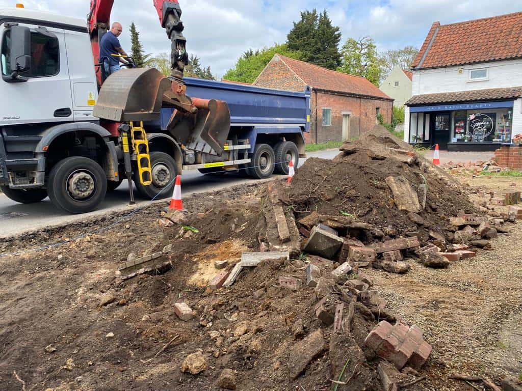 This is a photo of a dig out being carried out for the installation of a new tarmac driveway. Works being carried out by Folkestone Driveways